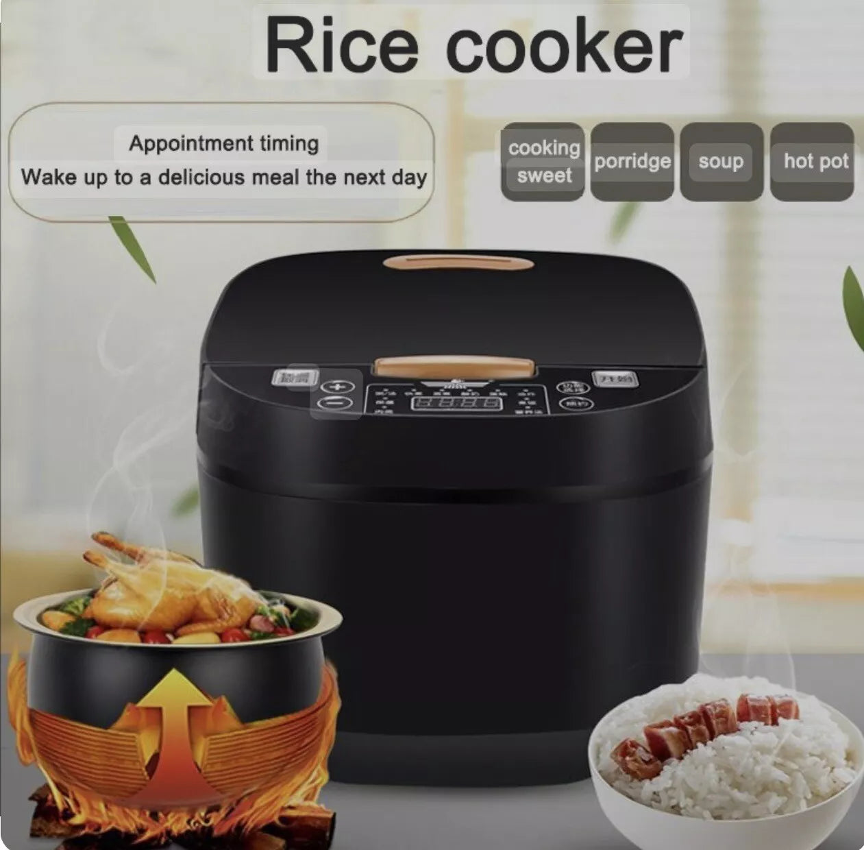 Silver Crest Electric Rice Maker, Multifunctional Digital Touch 5L 900W